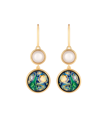Earrings Tandem with Pearl