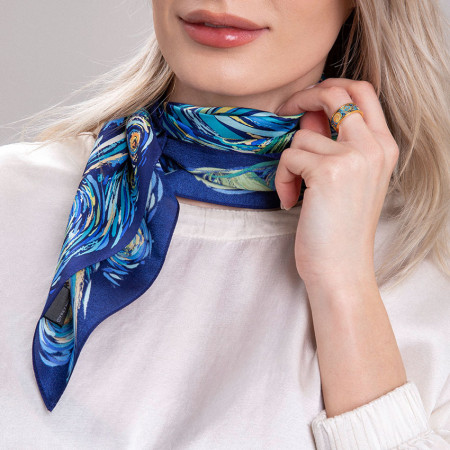 Gavroche 45 silk scarf Hermès Blue in Silk - 34991488