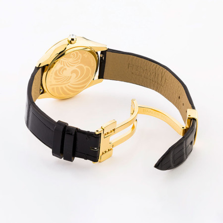 Schmuckuhr Désirée / Alligator Uhrenband - schwarz glänzend