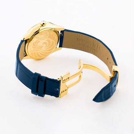 Schmuckuhr Désirée / Alligator Uhrenband - blau glänzend