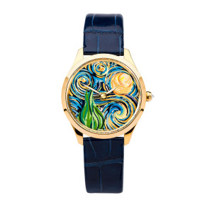 Schmuckuhr Désirée / Alligator Uhrenband - blau glänzend