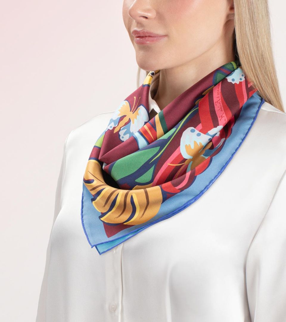 SILK SCARF DOUBLE-SIDED 63X63