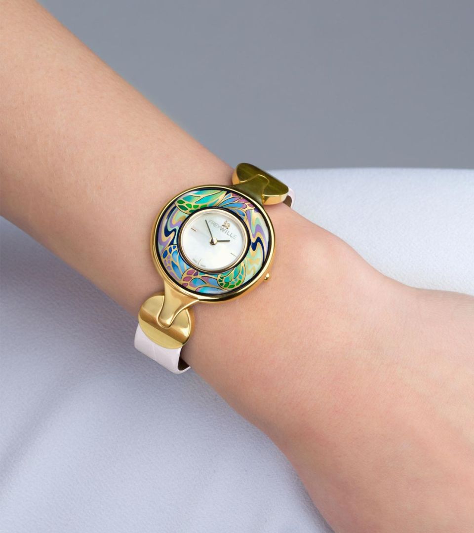 Montre-Bijou Helena / bracelet montre alligator - blanc