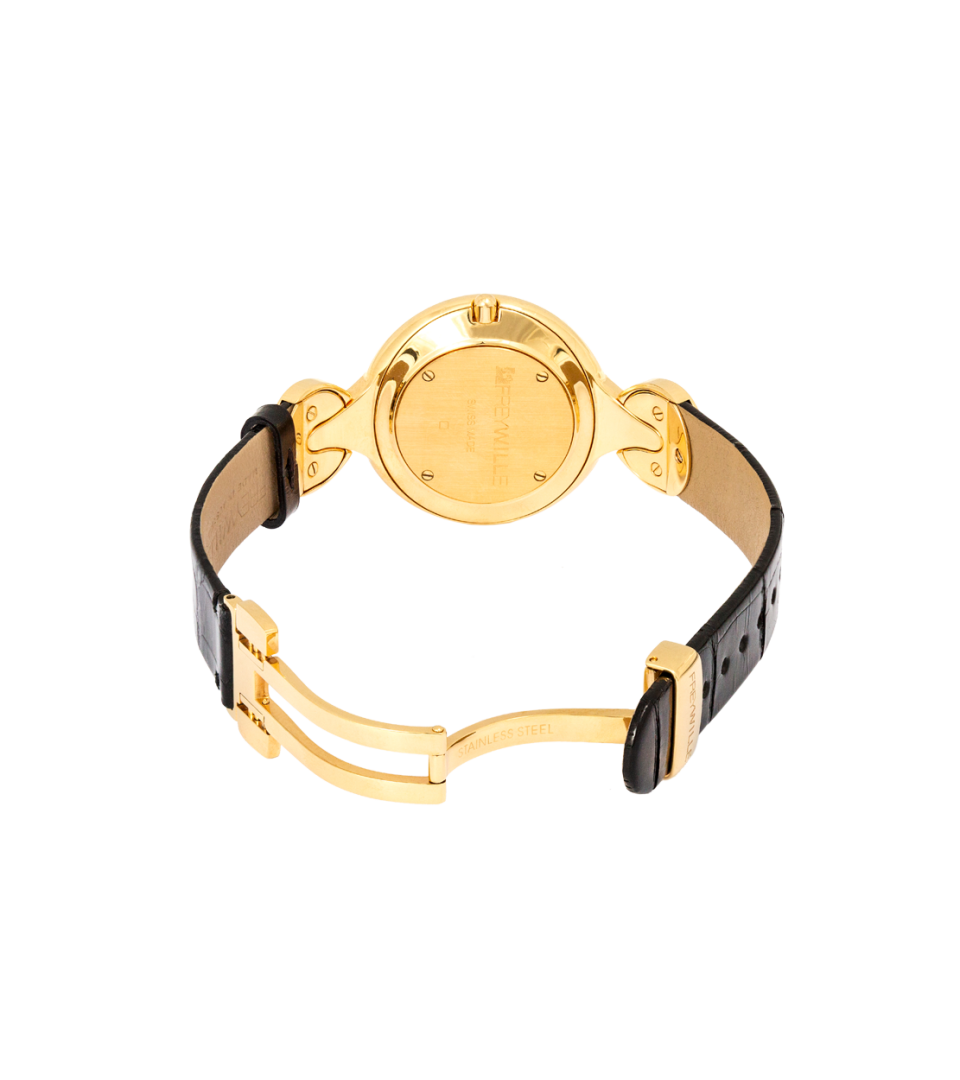 Watch Helena / Calf leather watch strap - black