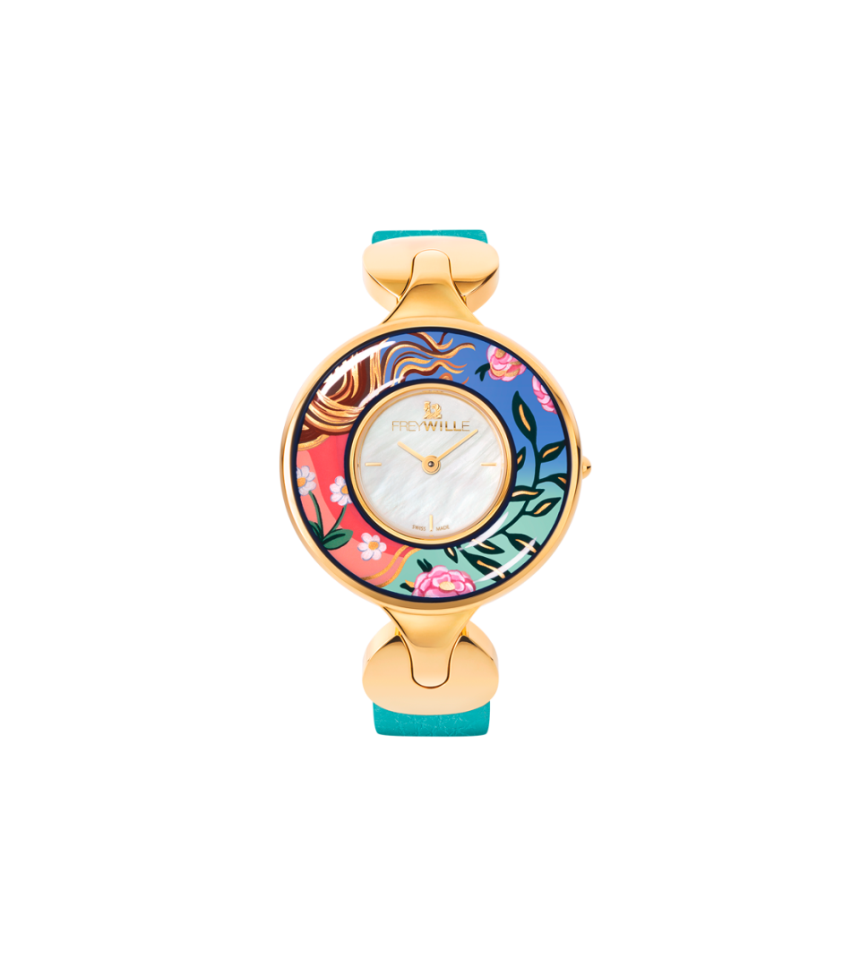 Watch Helena / Calf leather watch strap - turquoise