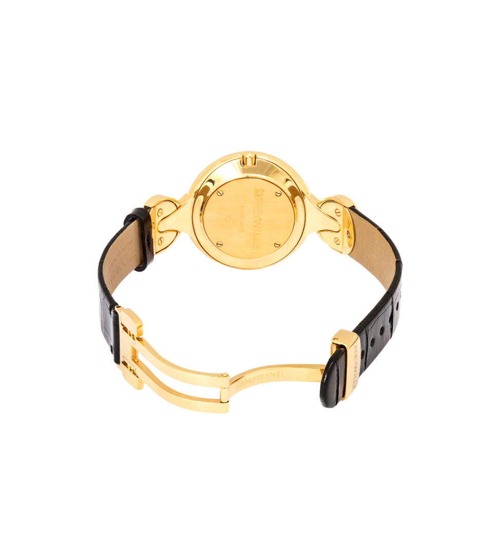 Watch Helena / Alligator watch strap - zwart