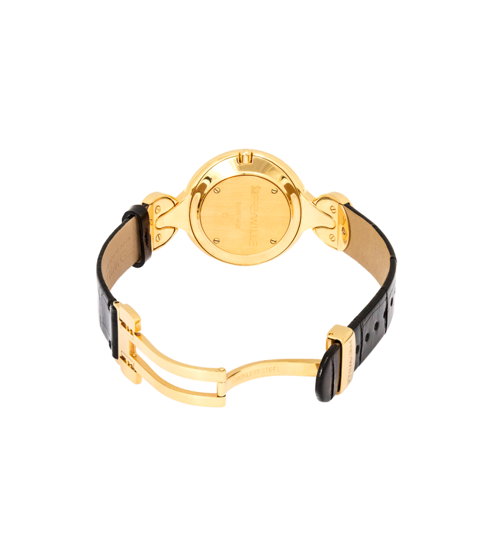 Watch Helena / Calf leather watch strap - black
