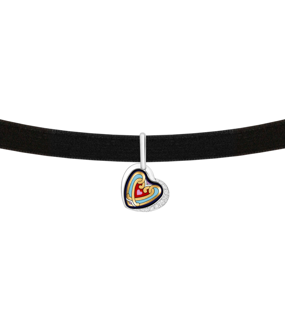Diamanten-Herz mit Samtkropfband