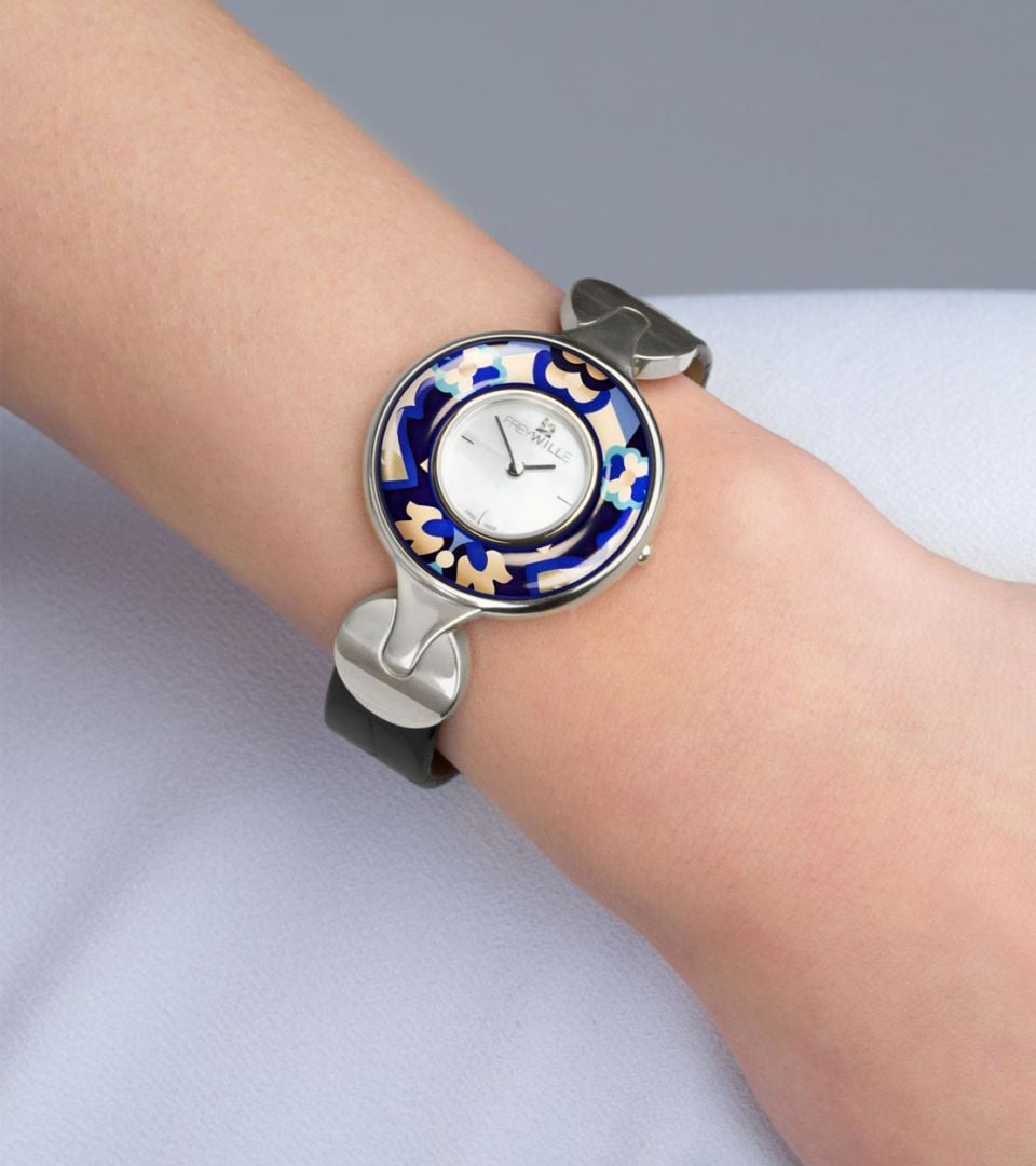 Watch Helena / Calf leather watch strap - black