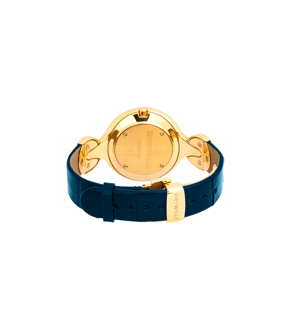 Watch Helena / Alligator watch strap - blue