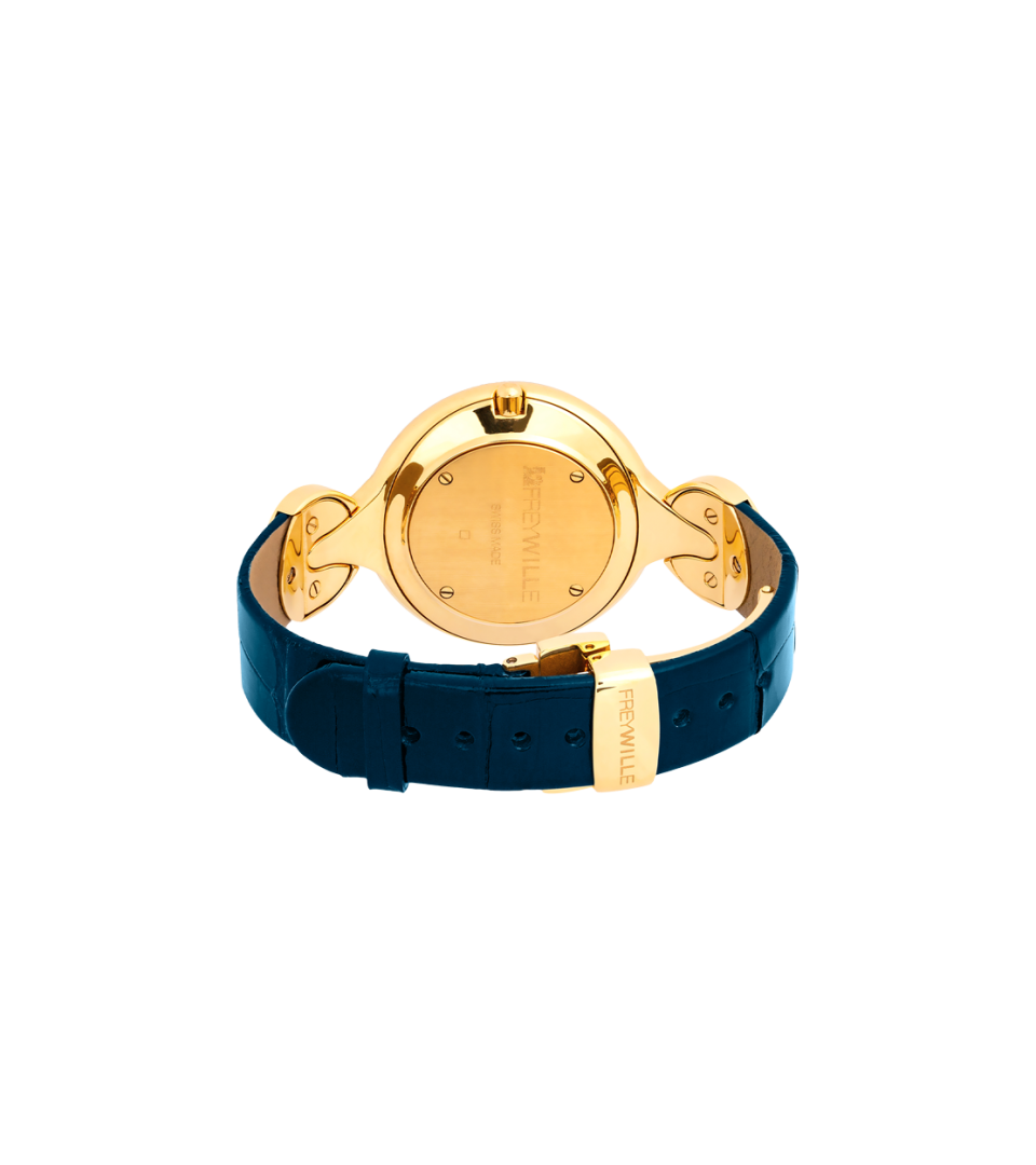 Watch Helena / Alligator watch strap - blue