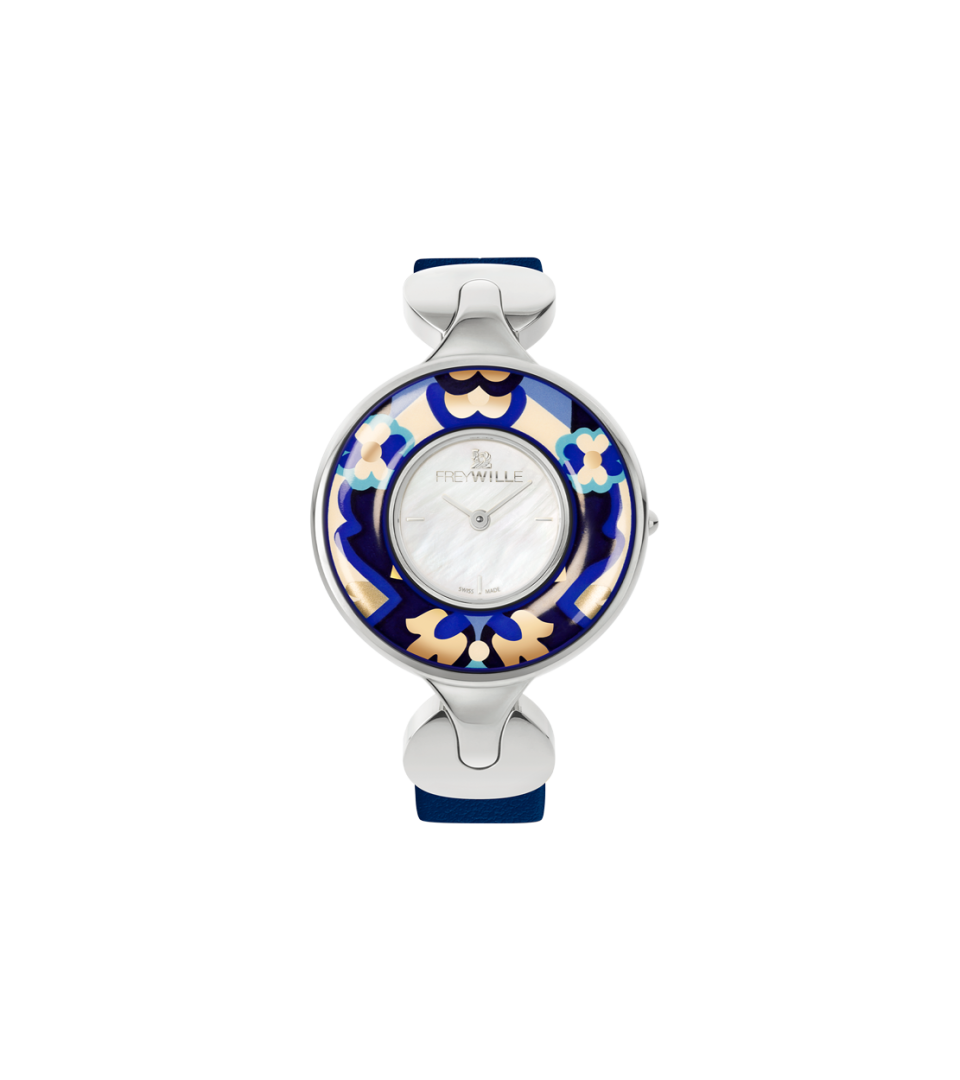 Watch Helena / Calf leather watch strap - blue