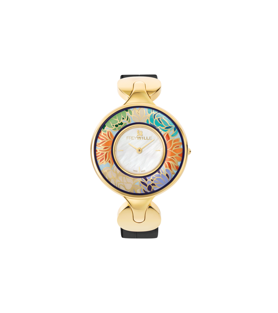 Montre-Bijou Helena / bracelet montre en cuir de veau - noir
