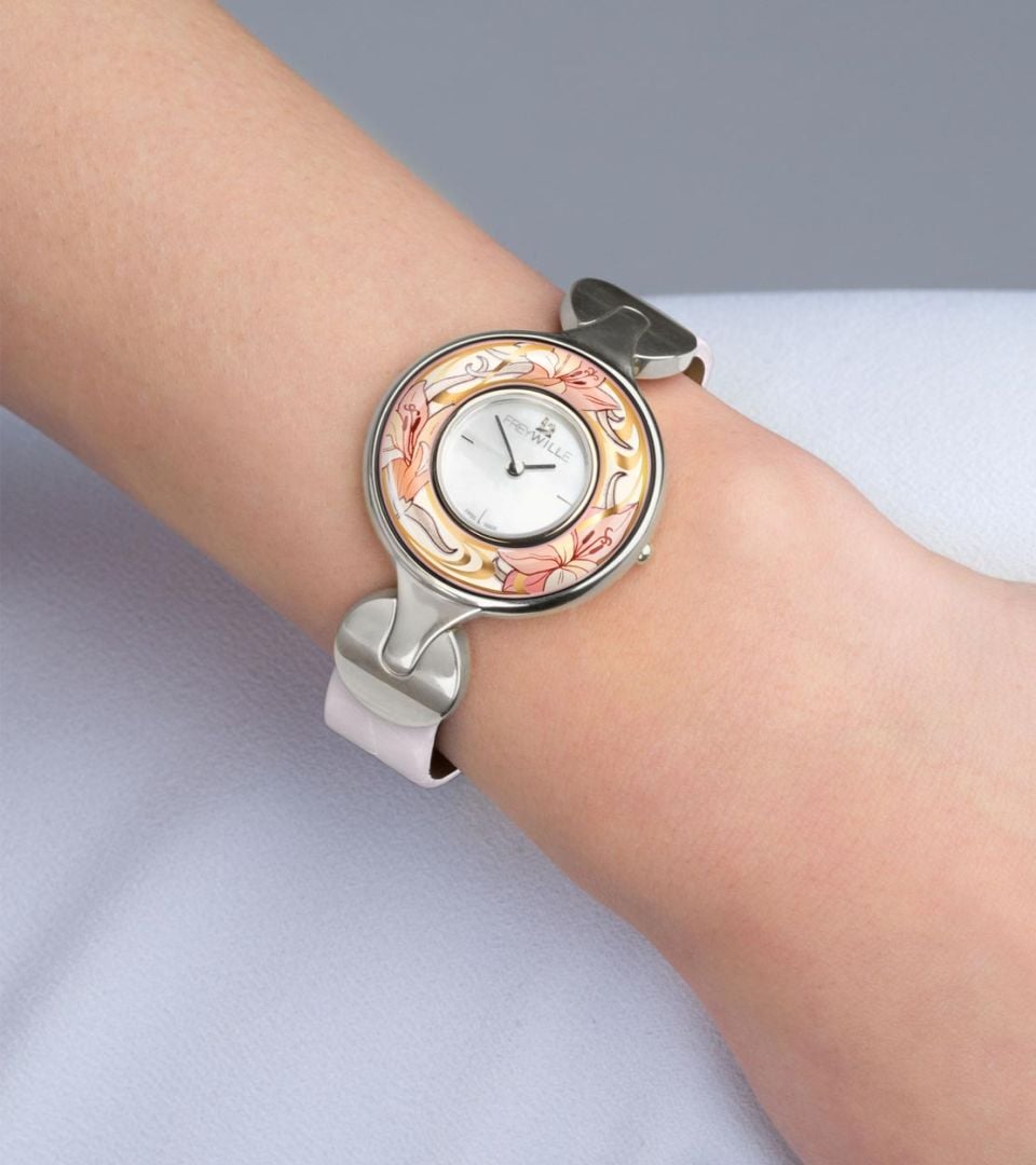 Watch Helena / Alligator watch strap - white