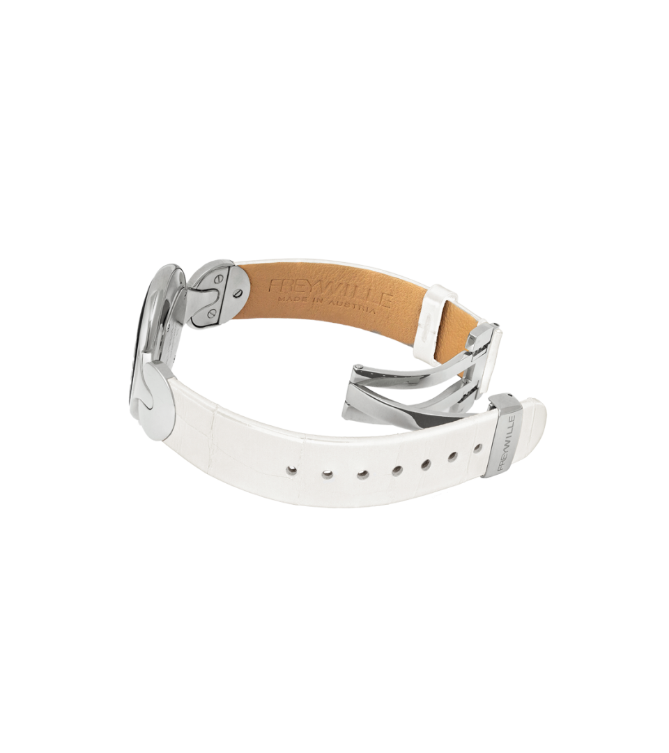 Watch Helena / Alligator watch strap - white