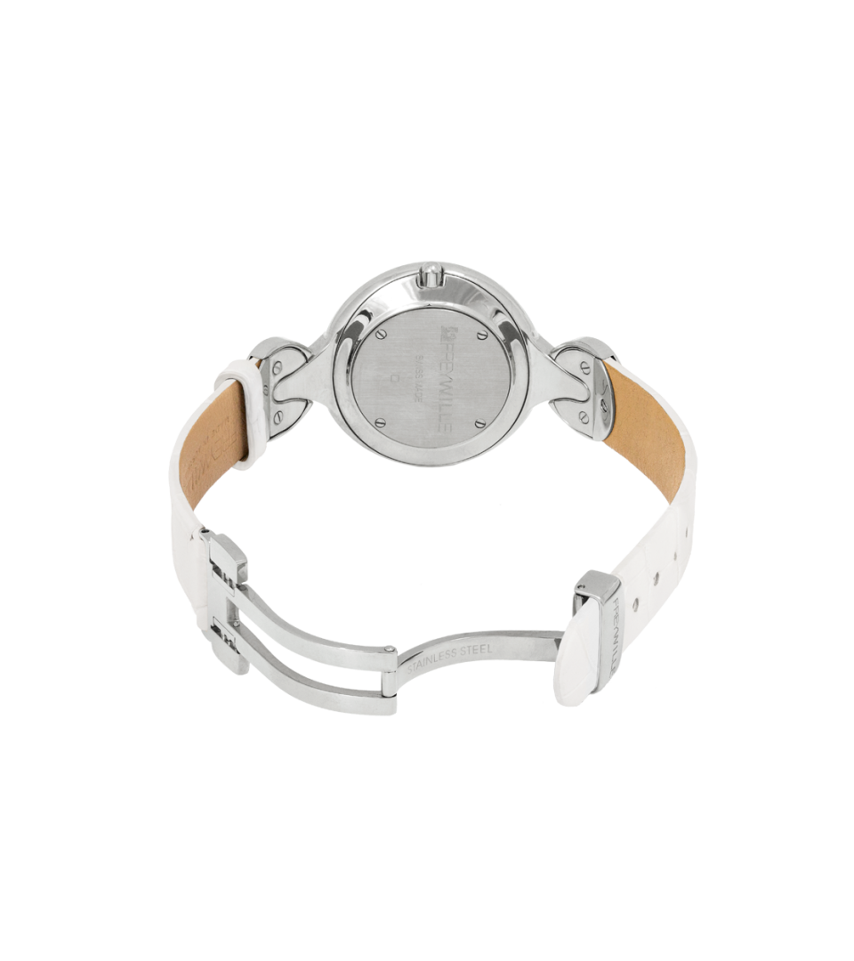 Watch Helena / Alligator watch strap - white