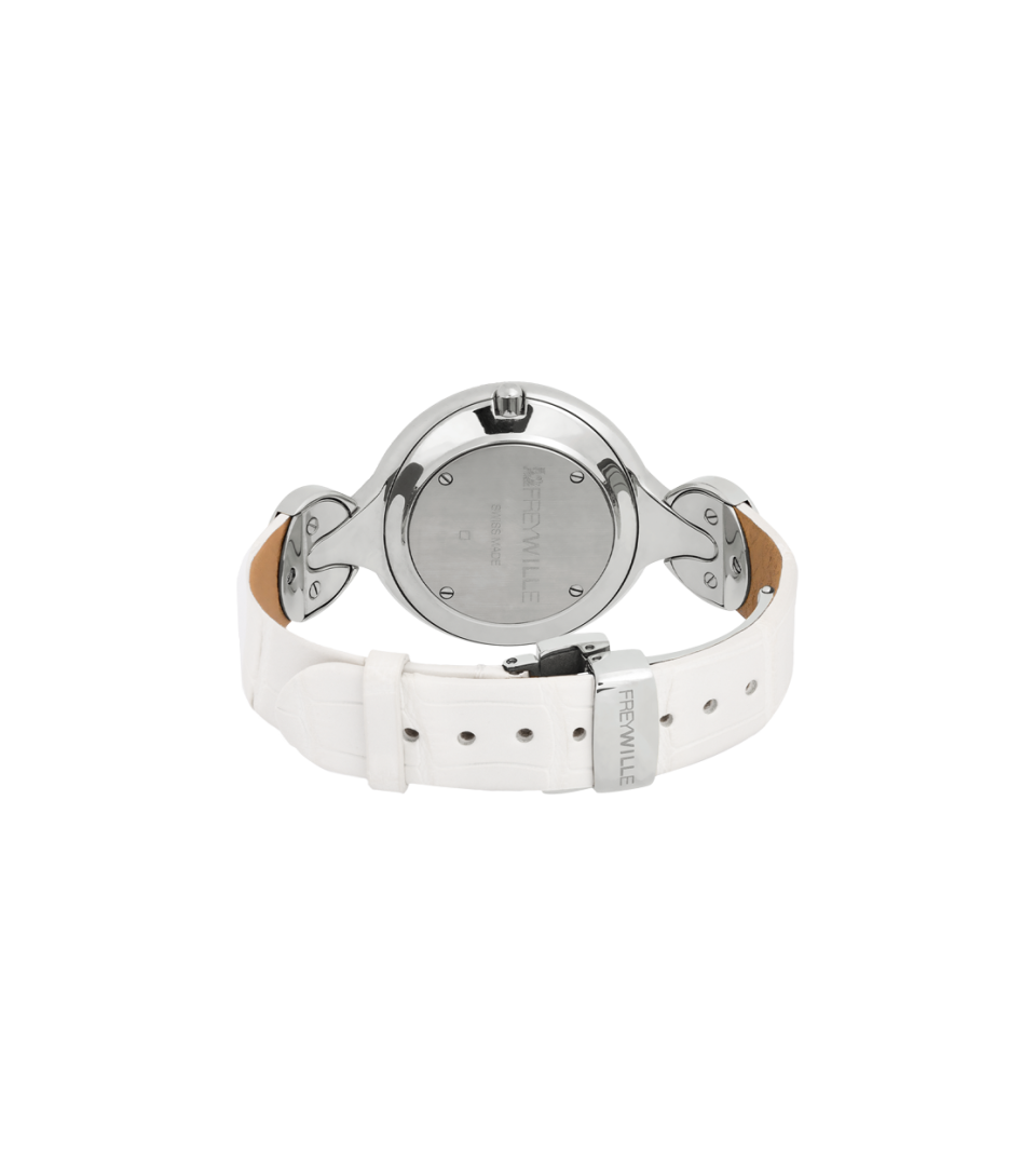 Watch Helena / Alligator watch strap - white