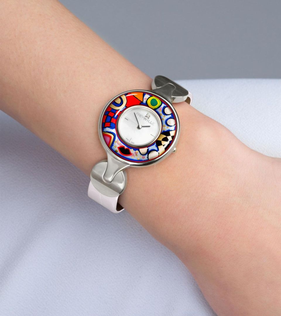 Watch Helena / Alligator watch strap - white