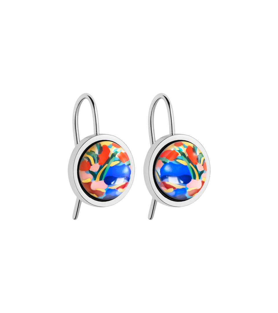 Cabochon Hanger型18K金耳环