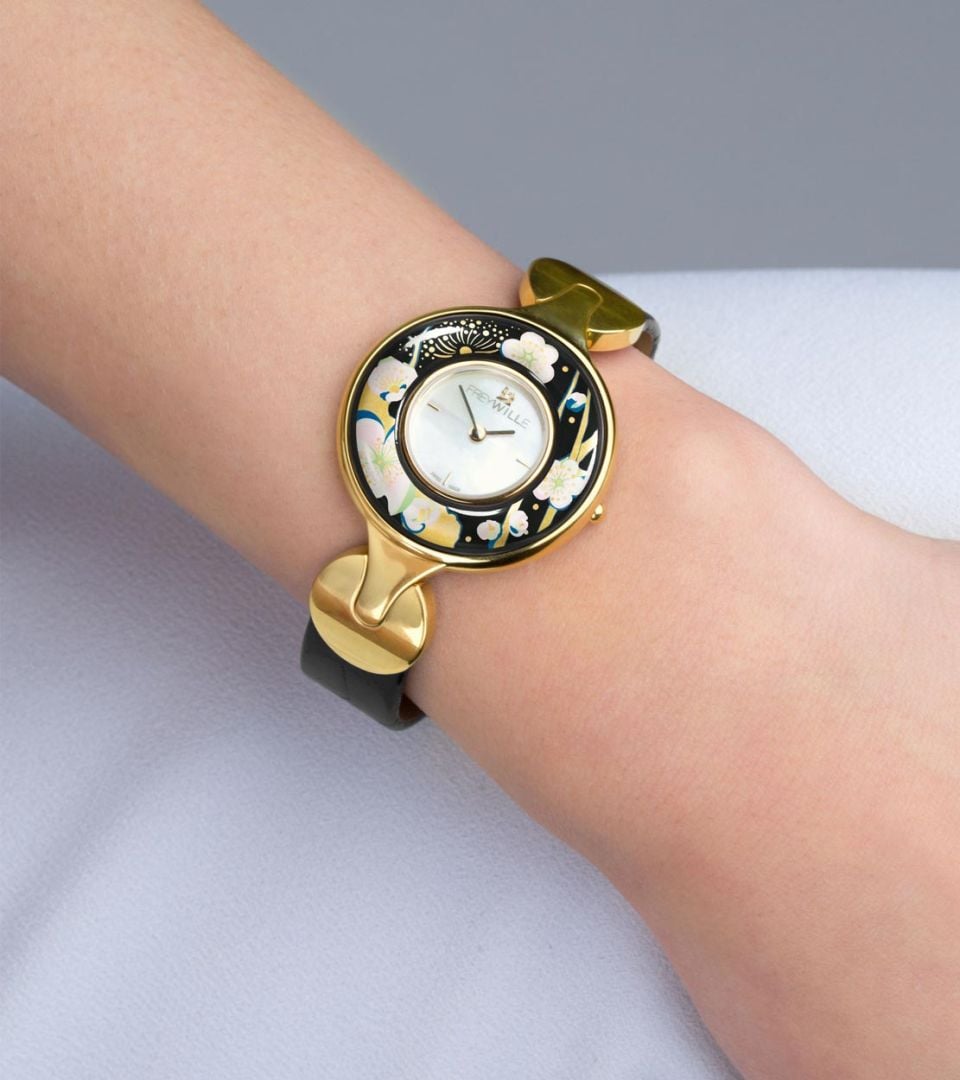Watch Helena / Alligator watch strap - black