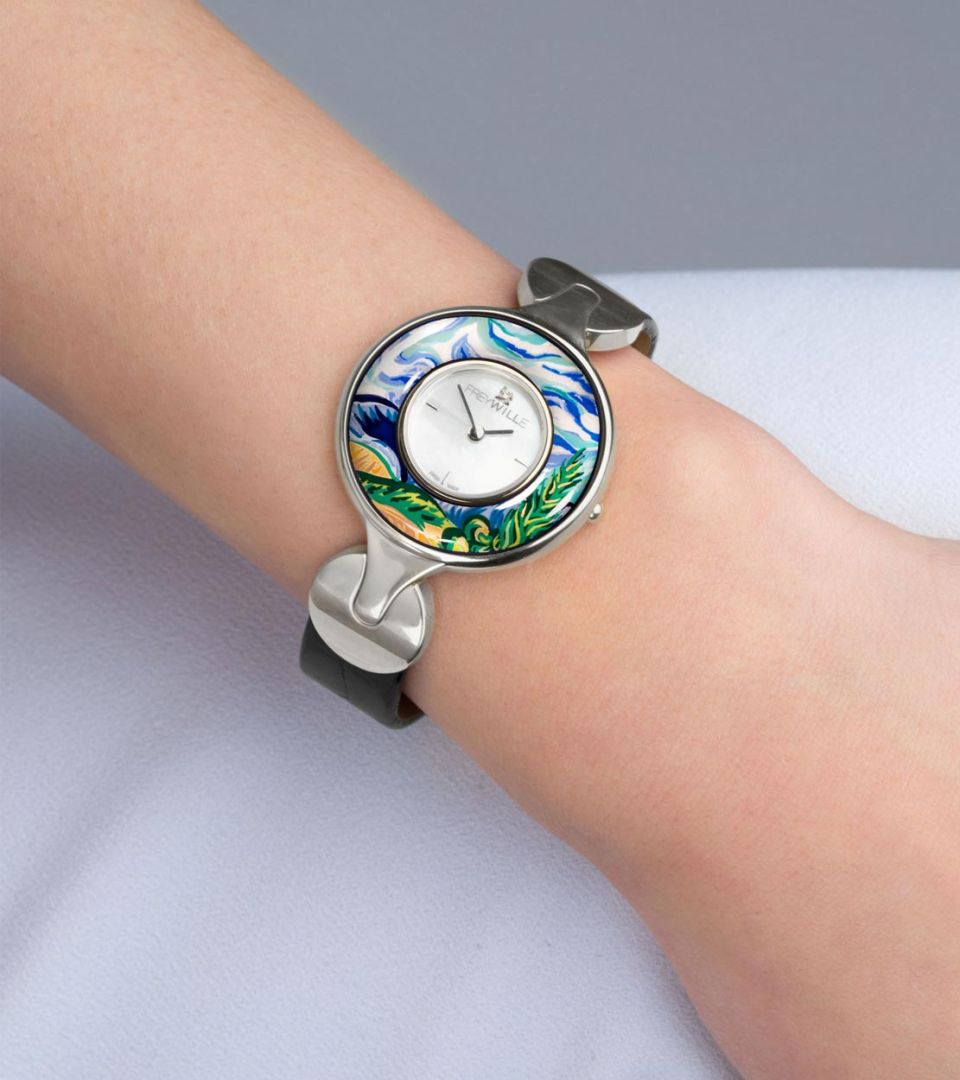 Watch Helena / Alligator watch strap - black
