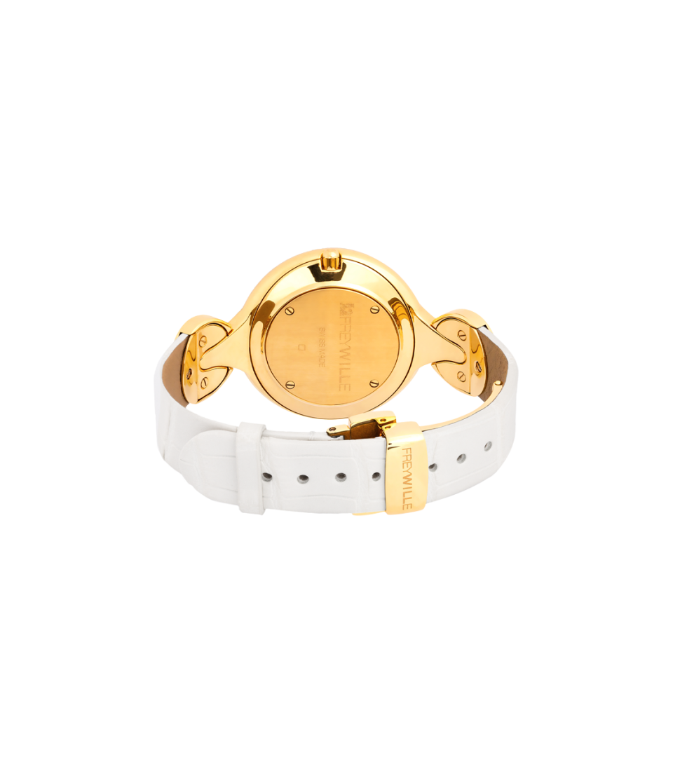 Reloj Helena / correa de reloj de cocodrilo - blanca