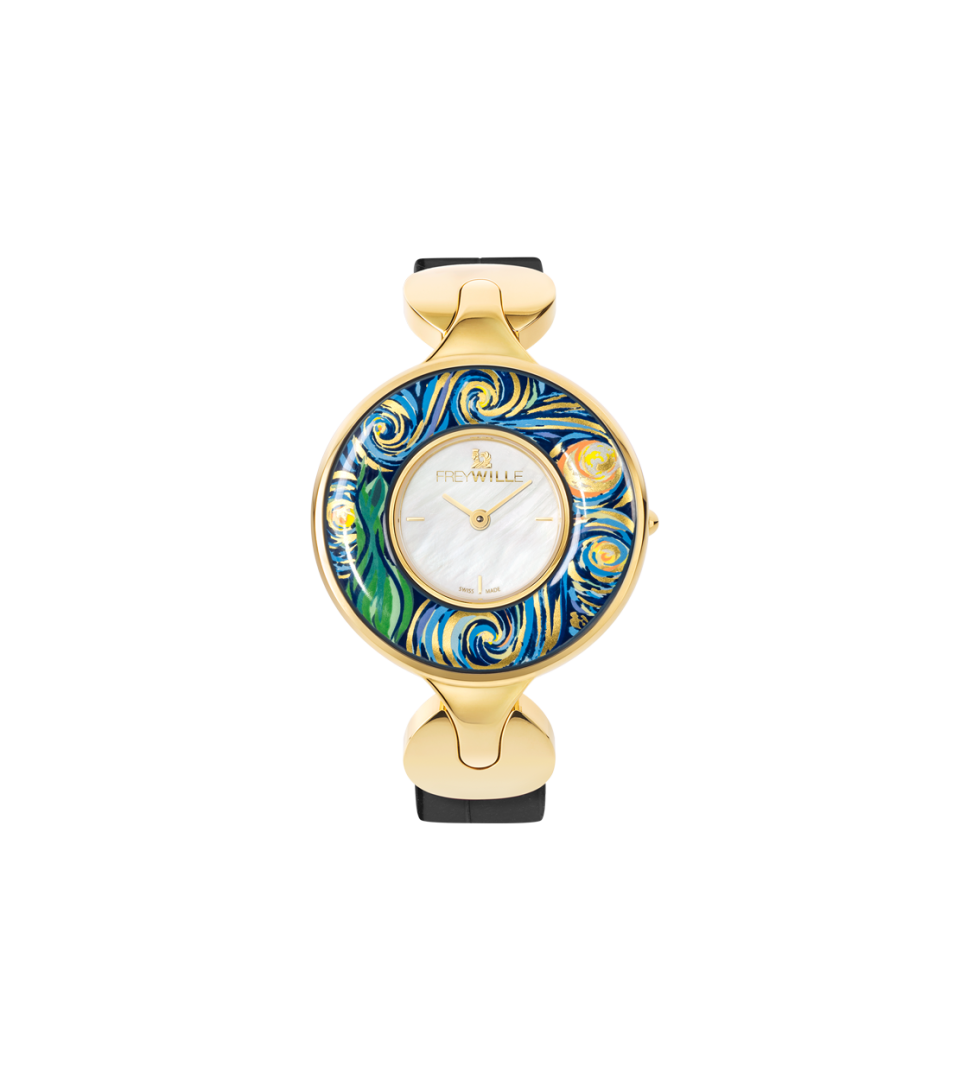 Reloj Helena / Correa de piel de cocodrilo - negra