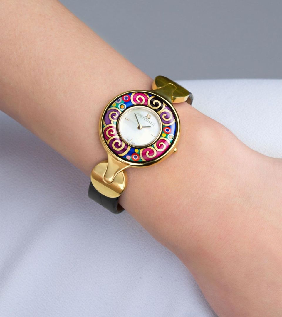 Montre-Bijou Helena / bracelet montre alligator - noir