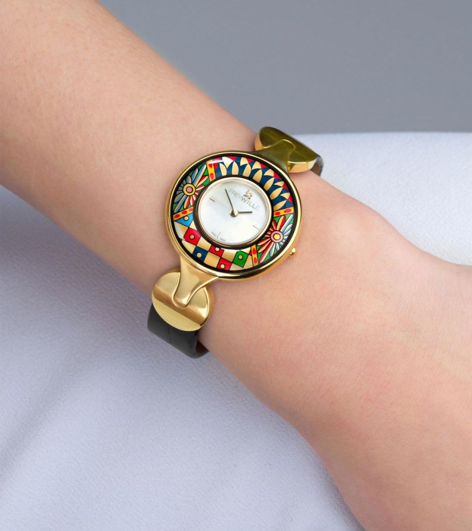 Watch Helena / Alligator watch strap - black