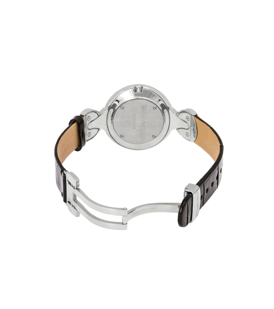 Watch Helena / Calf leather watch strap - black