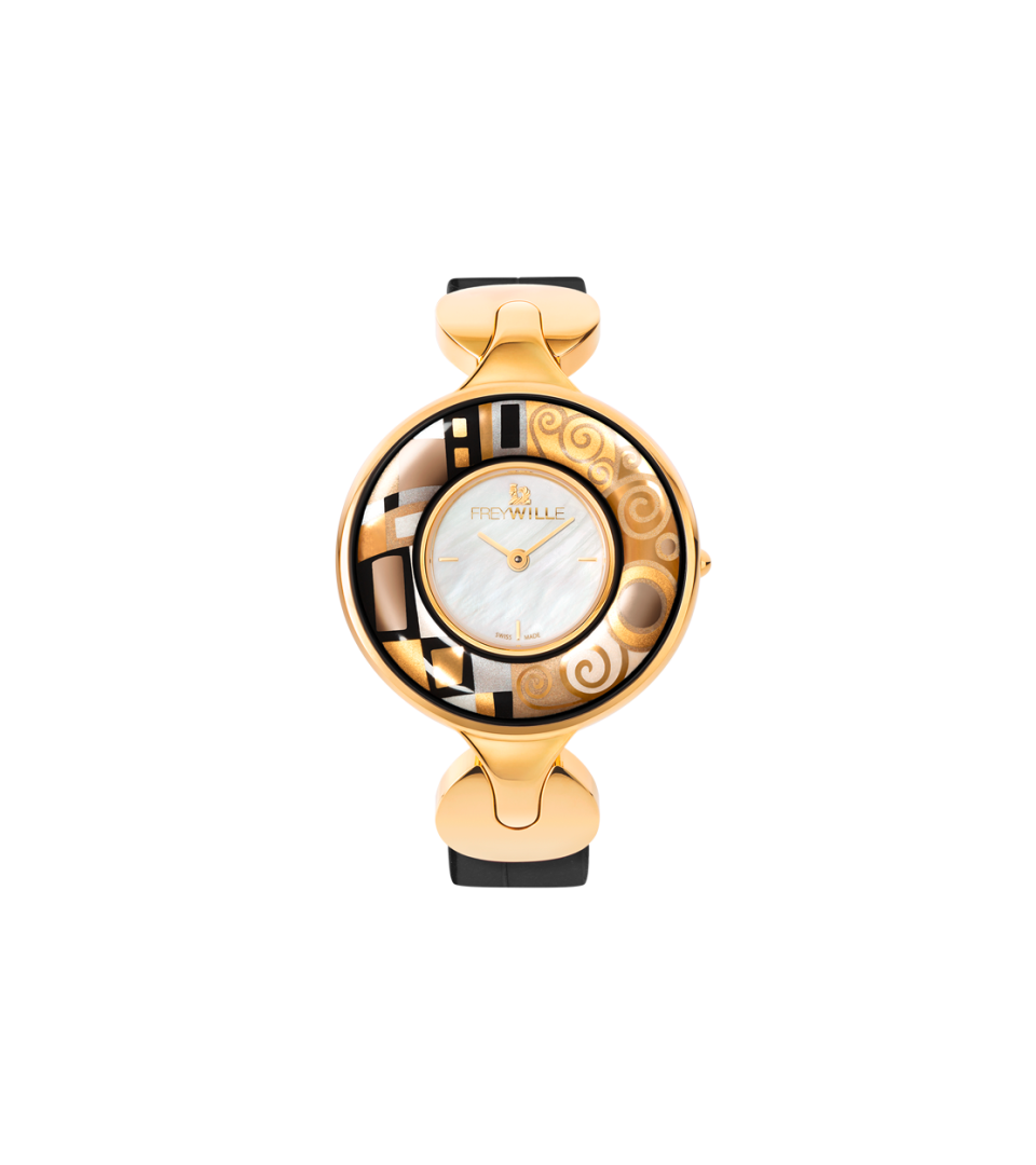 Watch Helena / Alligator watch strap - zwart