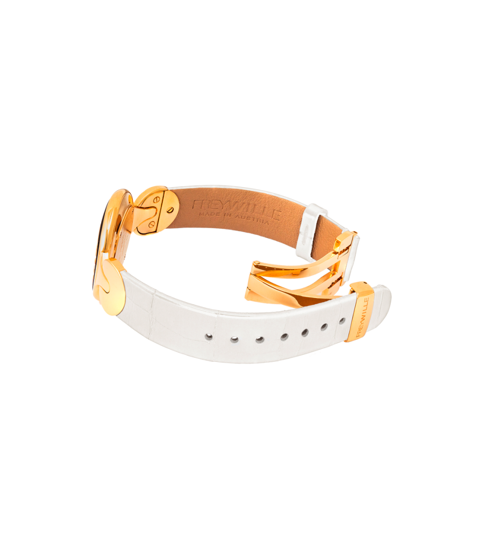 Watch Helena / Alligator watch strap - wit