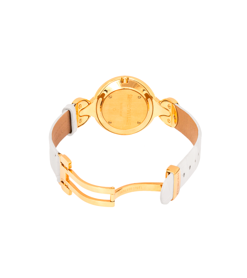 Watch Helena / Alligator watch strap - wit