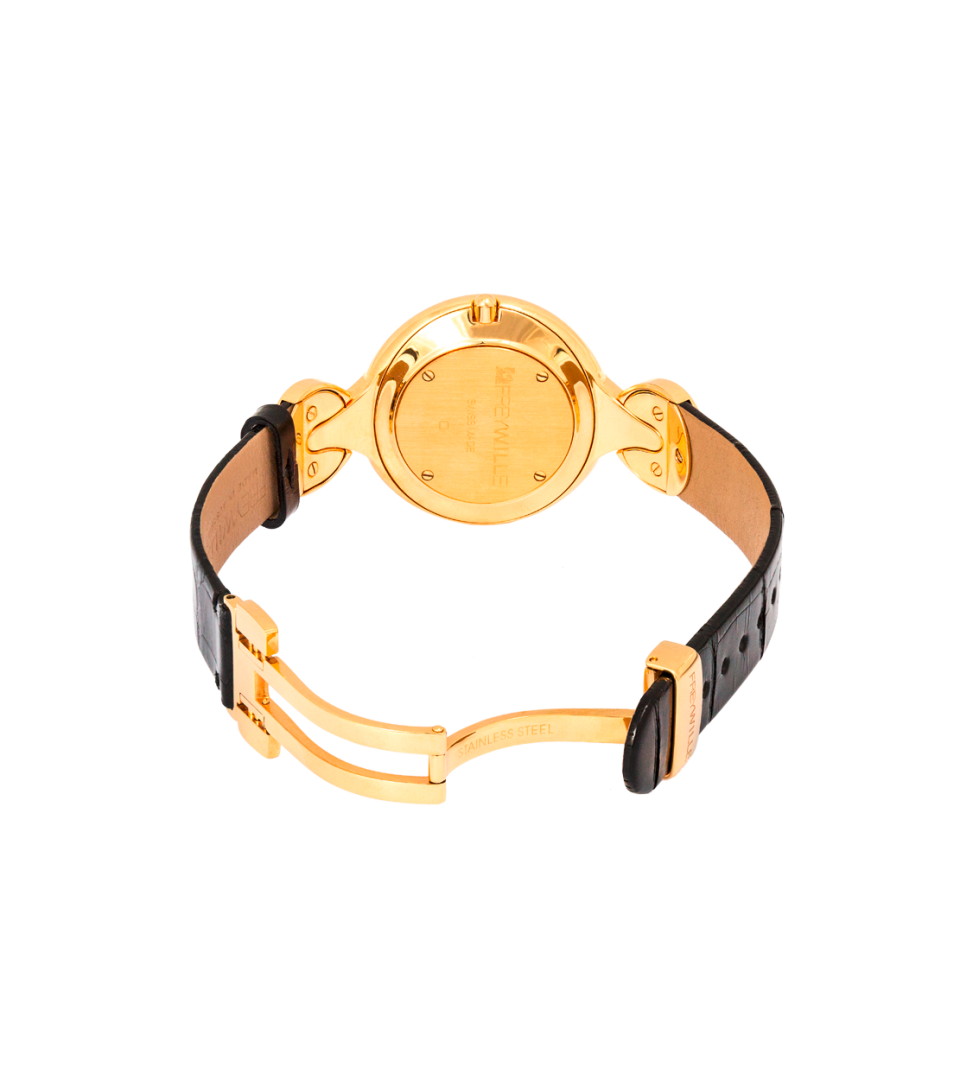 Watch Helena / Alligator watch strap - zwart