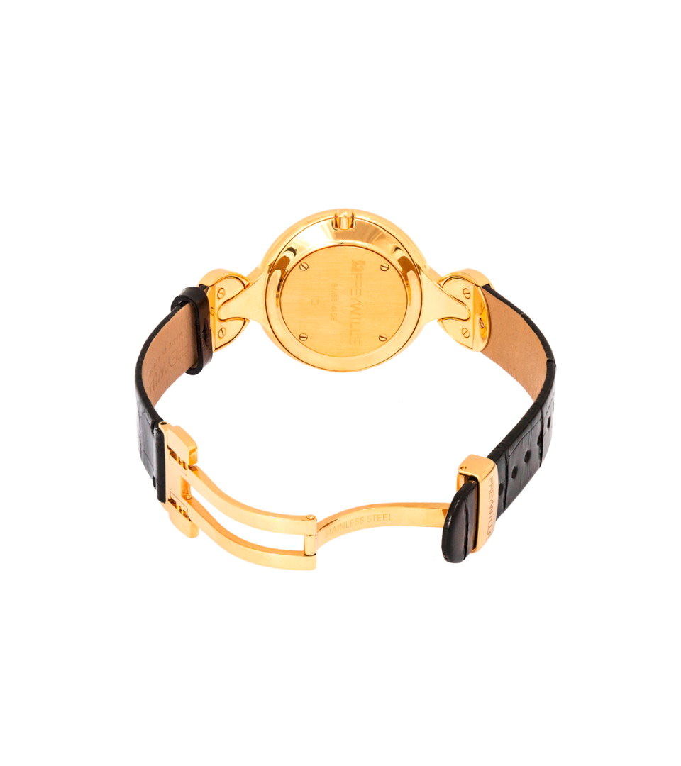 Watch Helena / Calf leather watch strap - black