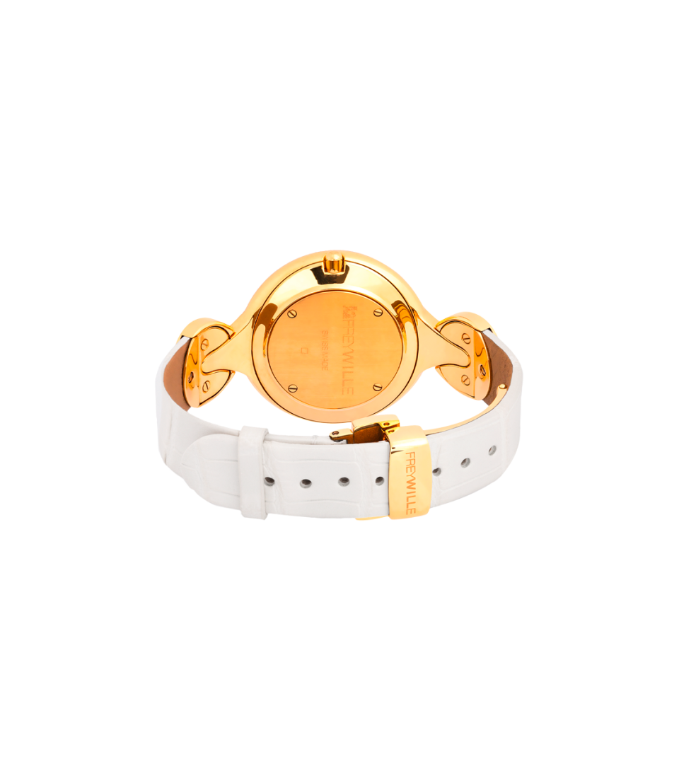 Watch Helena / Alligator watch strap - wit