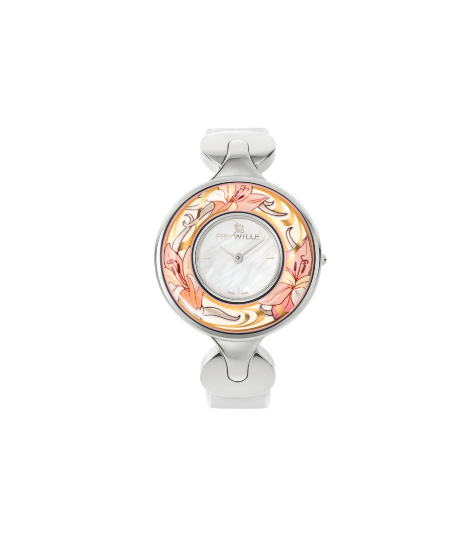 Watch Helena / Alligator watch strap - white