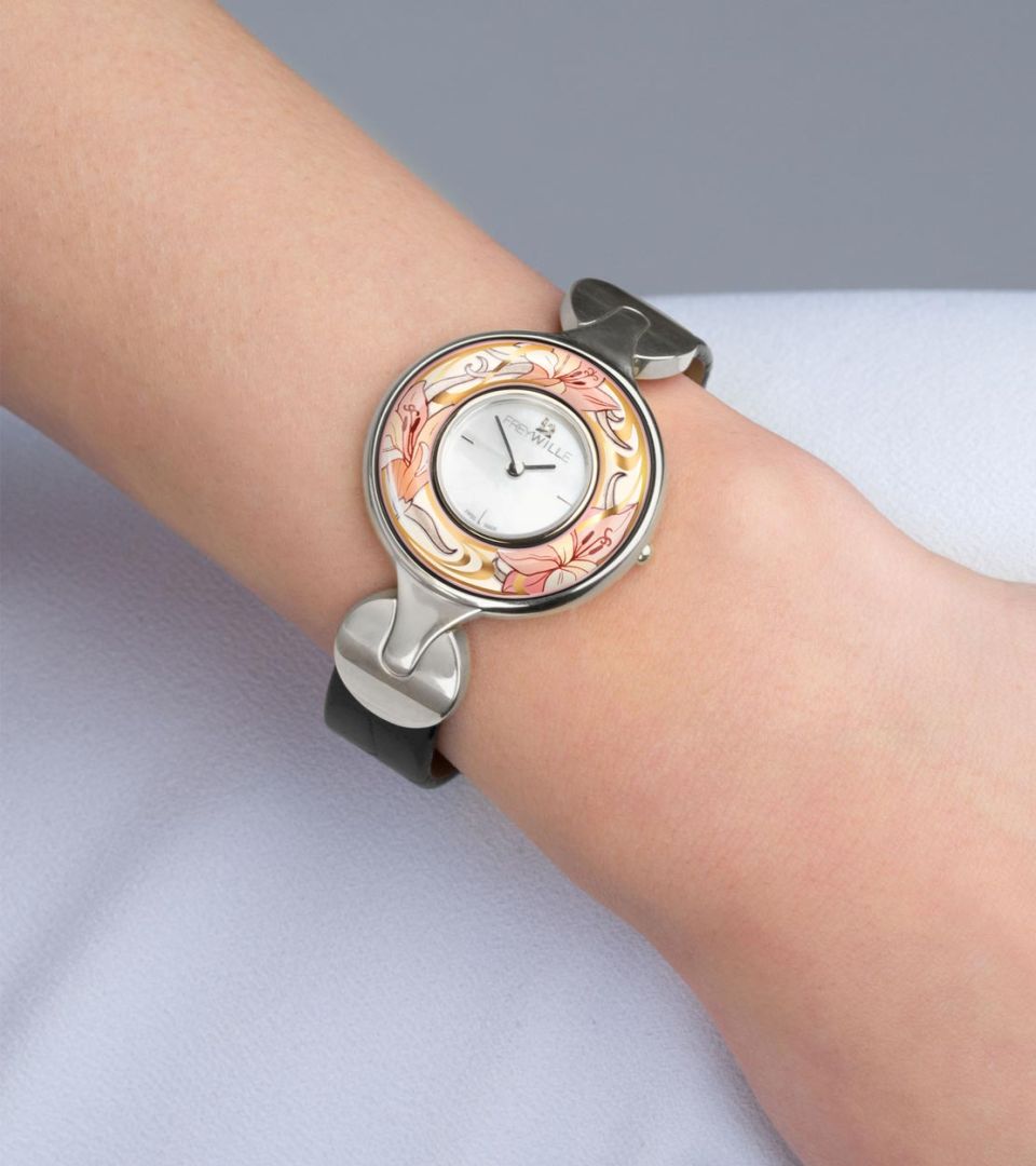 Watch Helena / Calf leather watch strap - black
