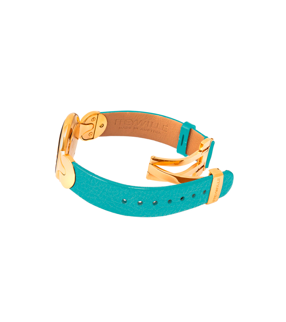 Watch Helena / Calf leather watch strap - turquoise