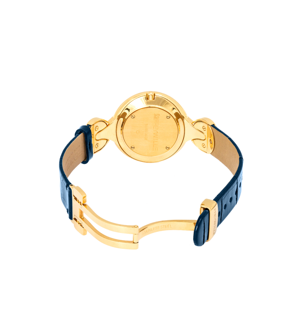 Watch Helena / Alligator watch strap - blue