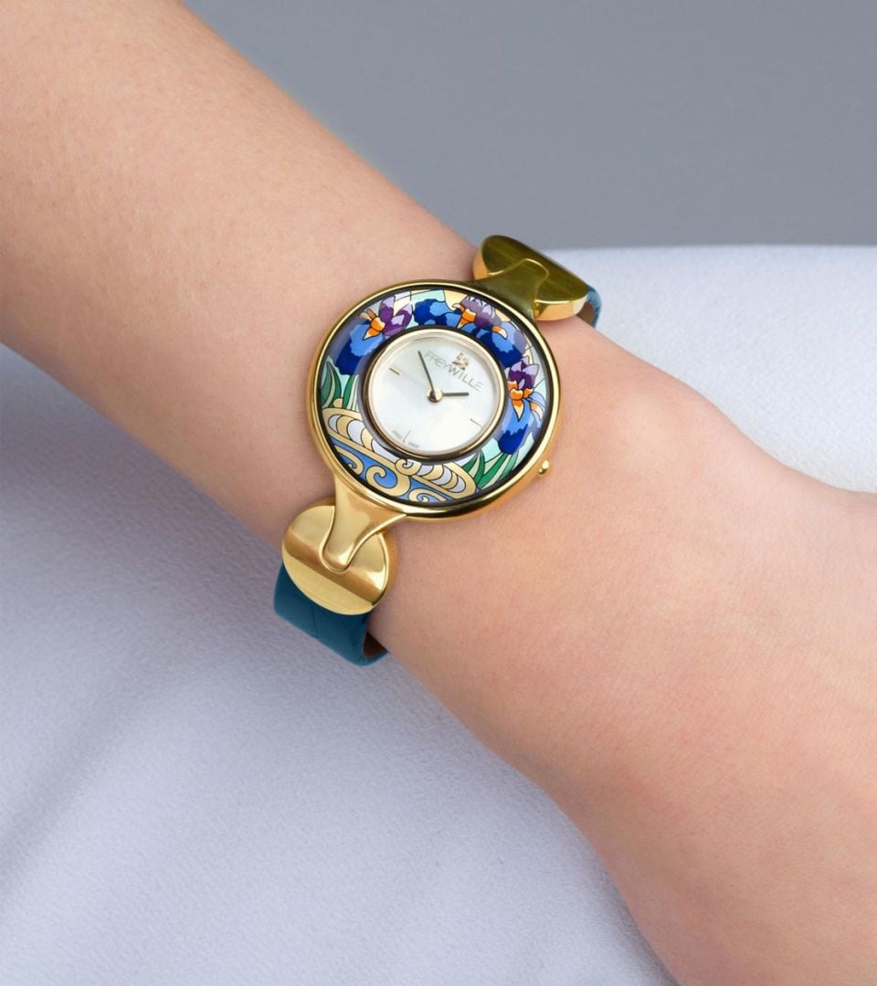 Watch Helena / Alligator watch strap - blue