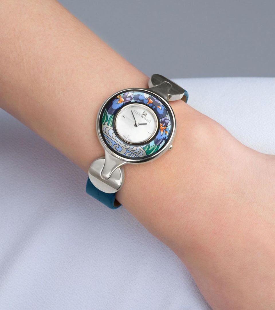 Watch Helena / Alligator watch strap - blue