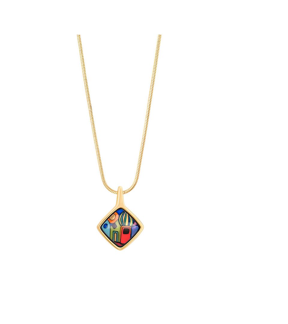 Pendentif Carré & Chaîne Serpentine