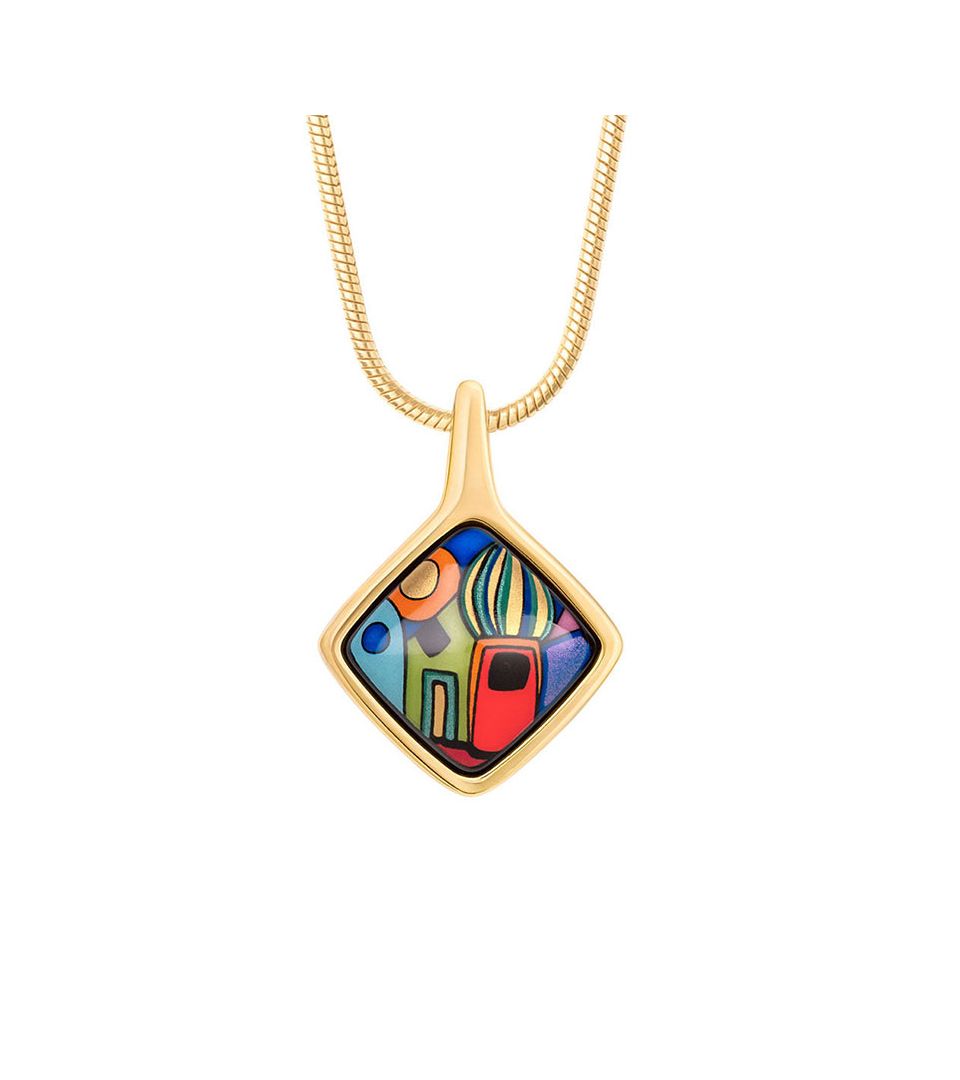 Pendentif Carré & Chaîne Serpentine