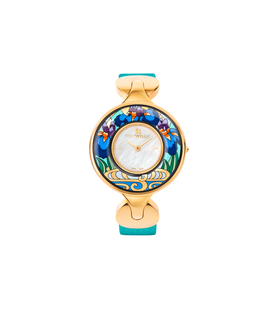 Montre-Bijou Helena / bracelet montre en cuir de veau - turquoise