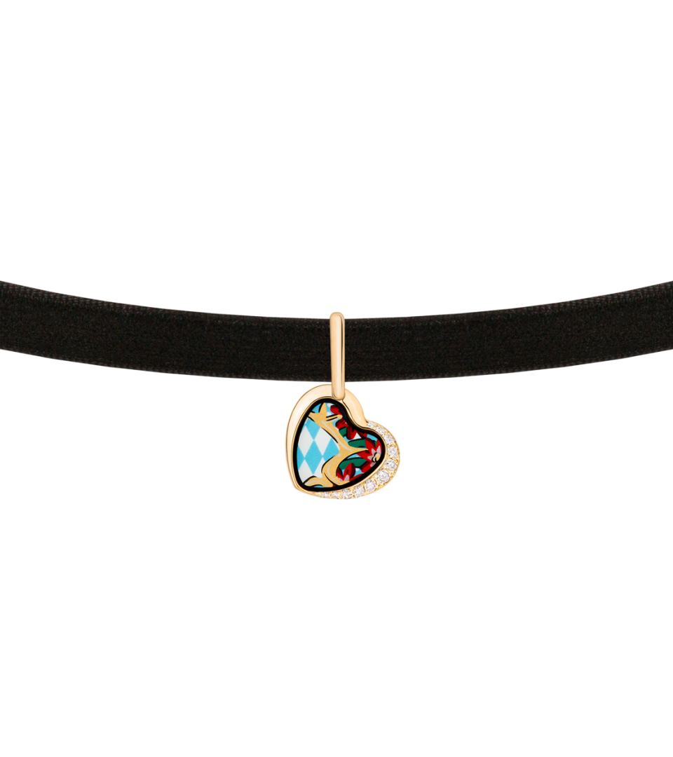 Asymmetric Heart with Diamonds and Choker
